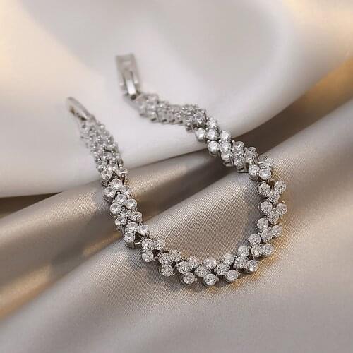 Women Silver Bracelet for Female Zircon Heart Charm Bracelet Women Bridal Wedding Fine Jewelry Gift