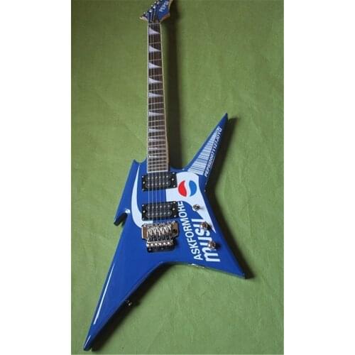 Free transportation, blue shaped electric guitar, customized