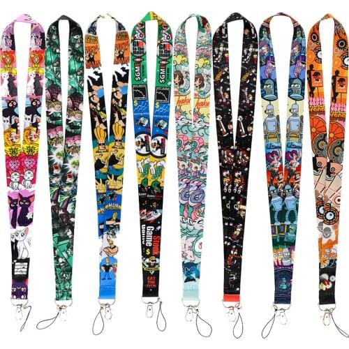 ER997 Cartoon Robot Girl Keychain Tags Strap Neck Lanyards For Keys ID Card Pass Gym Mobile Phone USB Badge Holder DIY Hang Rope