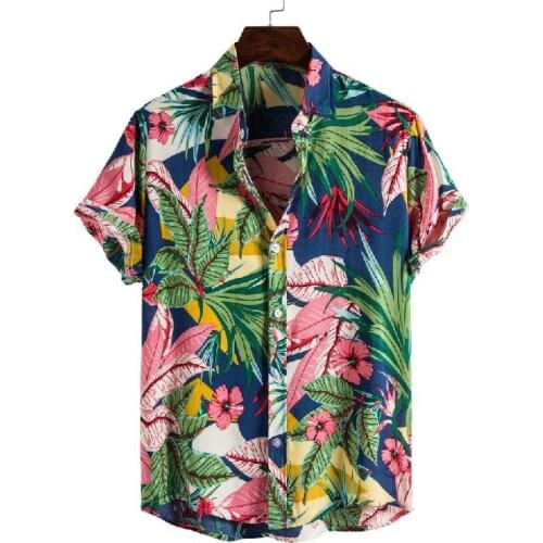 2021 Summer Hawaiian Shirts For Men Cardigan Short Sleeve Clothes Beach Flower Shirt Men Casual Dress Shirt camisa masculina