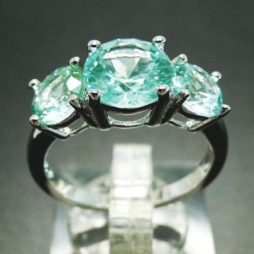 Hot Selling 925 Sterling Silver Green Spinel Three Stone Womens Ring For Engagement Wedding Ring Jewelry Gift