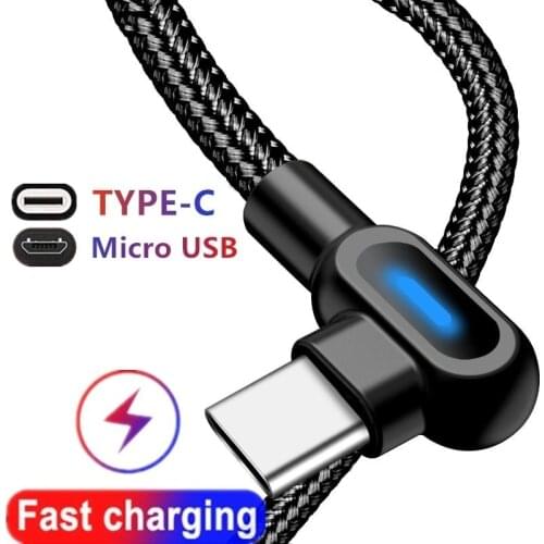USB Type C Cable 2.4A Fast Charging LED USB C Cable for Huawei S10 USBC Type-c Data Sync Charger for Xiaomi Samsung cord wires