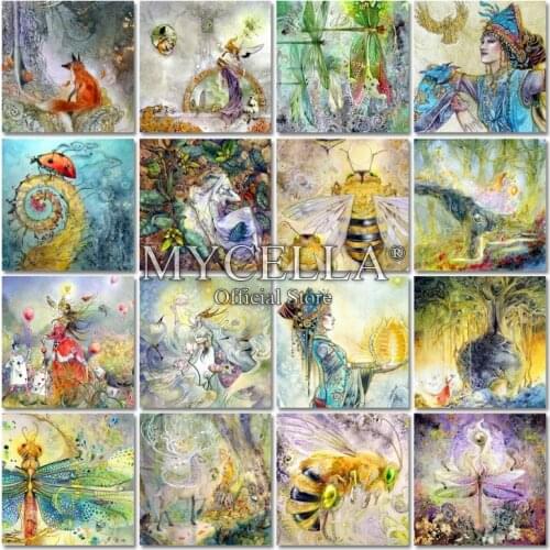 Watercolor Paintings Diy Diamond Painting Full Mosaic 5d Diy Embroidery Dragonfly And Dense Peak Cross Stitch Fairy Picture