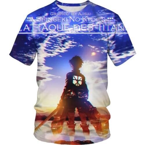 Summer Fashion New Mens T-shirt Anime Cartoon Blue Sky Kids 3D Printing Casual Loose Breathable Top
