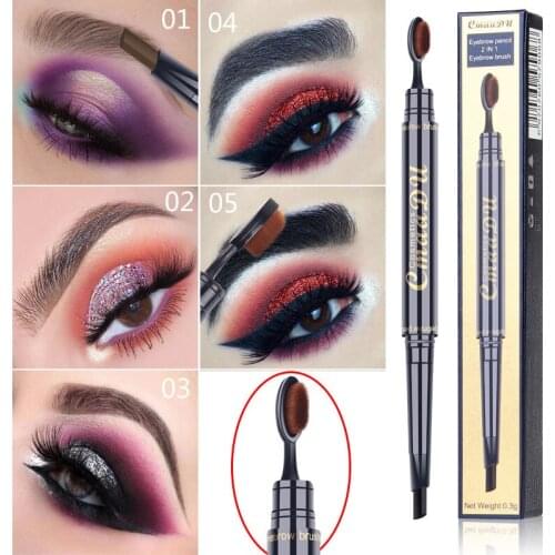 Hot CmaaDu New 2 in 1 Micro blading Eyebrow Tattoo Pen Waterproof Long Lasting with Soft Brush Easy to Use Makeup Tools SSwe