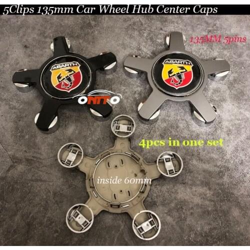 Modified 135mm 5Clips 5Claw Car-Styling 4pcs/lot Car Wheel Hub Caps Emblem Car Rims Wheel Center Covers for Abarth Logo Emblem