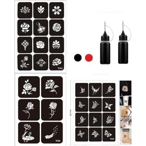 Temporary Tattoos Kit, Semi Permanent Freehand Ink/Paste, Diy Tattoos Temp for Kids Women Adults(Organic Jagua Tattoo)