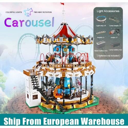 Mould King 11011 Street View Building Blocks Sets The Amusement Park Motorized Carousel Kid DIY Toys Birthday Christmas Gift