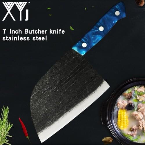 Handmade Survival Camping Hunting Knife Kitchen Cooking Knife Tools Forged Chinese Knife Outdoor Full Tang Butcher Knives Tool
