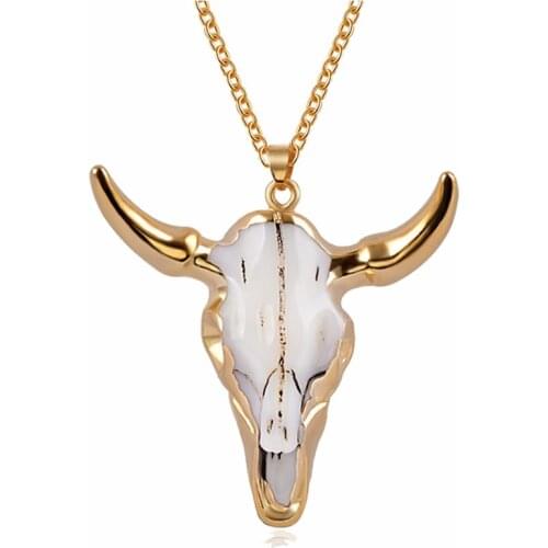 New Bohemian Cow Pendant Bull Head Necklace Long Chain Gold Necklaces Stylish Charms Choker Women Men Fashion Jewelry Luxury