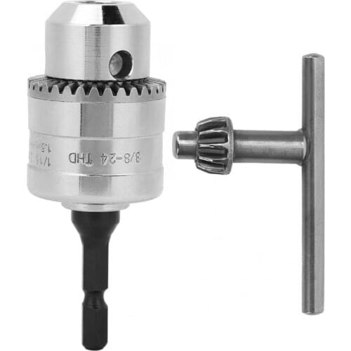 1.5-10mm 3/8-24UNF Drill Chuck Drill Chuck Driver Converter Impact Drill Chuck Hex Shank Key Machanical Adaptor Power Tools