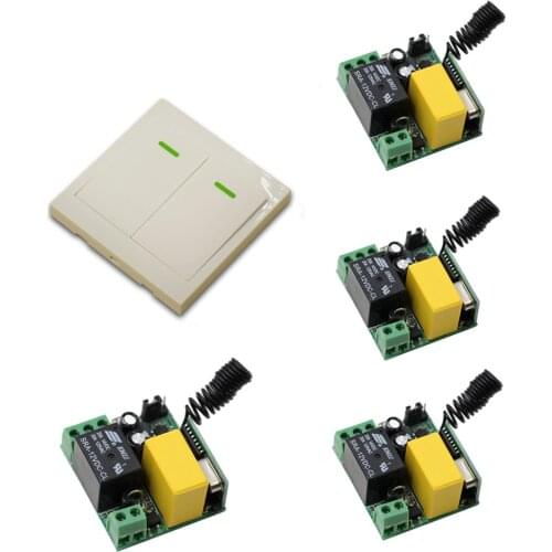 AC 220V Relay Wireless Remote Control Switch ; 4Pcs Receiver + 1Pcs 86 White Wall Panel Transmitter Home LED Lamp Light Switch