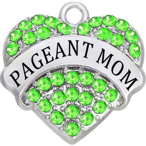 Rhinestone Crystal Shape Hearts Pageant Mom Charms For Bracelets Accessories Findings
