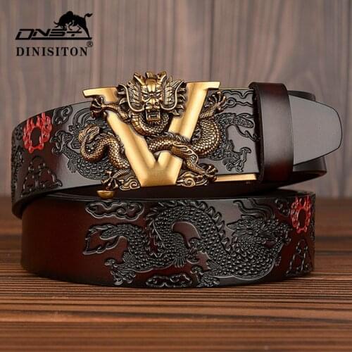DINISITON Mens Real Cowhide Belt High-end Luxury Brand Mens Leather Girden Mens Belts Fashion Vintage Noble Male Waistband