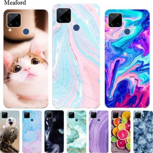 Silicone Case For on Realme C15 Case Marble Cat Soft TPU Back Cover For OPPO Realme C15 Phone Bag Cases Realme C 15 Bumper