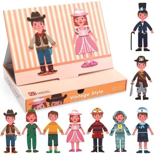 Change Cloths Magnetic Puzzles Kids Montessori Toy Educational Toys For Children Magnets Jigsaw Puzzle Games Drawing Board Toy