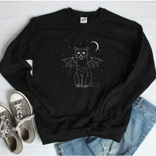 Vampire Bat Cat Goth Unisex sweatshirt funny graphic grunge tumblr horror Halloween fashion party street style pullovers tops