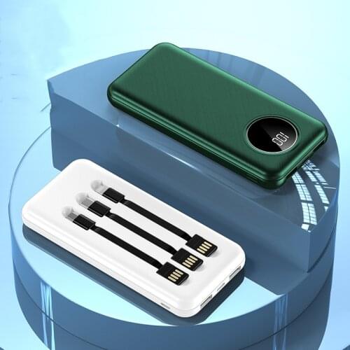 20000mAh Power Bank Built in Cable 10000mAh 2 USB Type C External Battery Portable Charger For iPhone 12 11 Xiaomi 10 Poverbank