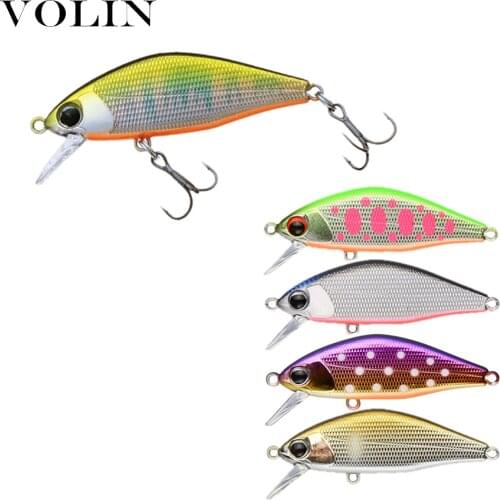 Volin 2021 Wobbler Minnow Fishing Lure Bass Tackle Crank Baits 1pc 45mm 4g with 2 Fishing Hooks Fishing Tackle Lure