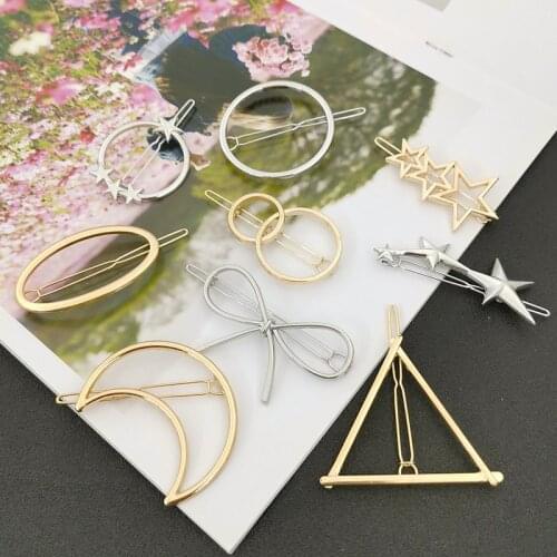 Crescent Moon Hair Clip Tassels Hexagon Prism Charming Hairpins Crystal Hair Clips Hair Pins Styling Tools Gifts for Women Girls