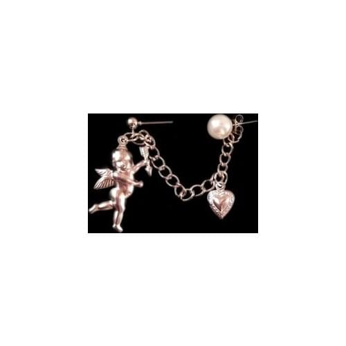New Best Premium Cute Cupid Angel earring, Long Chain Heart With Pearl Punk Jewelry for Cool Women Man Friendship Girl Gifts