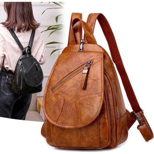 2021 Women Leather Backpack Female Chest Shoulder Bags For Ladies Travel Back Pack School Bags For Teenage Girls Bagpack Mochila
