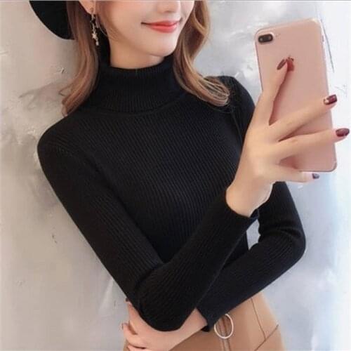 2021 Women Winter Knitted Turtleneck Sweater Casual Soft Polo-Neck Jumper Fashion Slim Femme Elasticity Pullovers