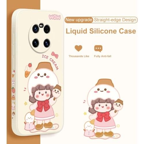 ASINA Liquid Silicone Case For Huawei Mate 40 30 20 Pro Straight Edge Cute Cover Bumper For Huawei Honor 20 30 8x 9x Girl Capa