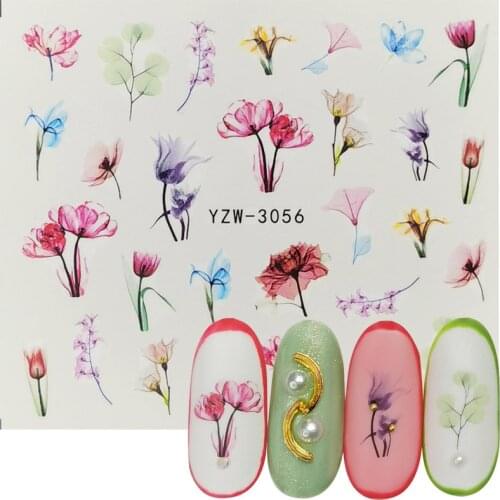 1 Sheet Multicolor Flower Nail Sticker 3D Blooming Floral Water Transfer Decals Nail Art Sticker Manicure Foils Slider