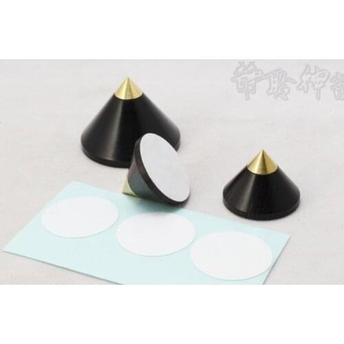 1pcs Ebony Brass head HIFI stereo speakers shockproof spikes 33mm foot cone machine amplifier feet self-adhesive