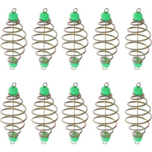 10pcs Online Feeder Baskets Fishing Light Rig Carp Bait Cage Compression Spring