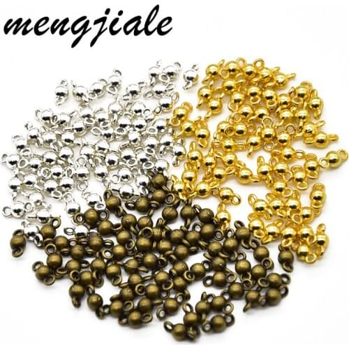 100pcs Three Color Small Ball Connector Charms Zinc Alloy Metal Pendants For DIY Handmade Accessories Jewelry Findings 8*4mm