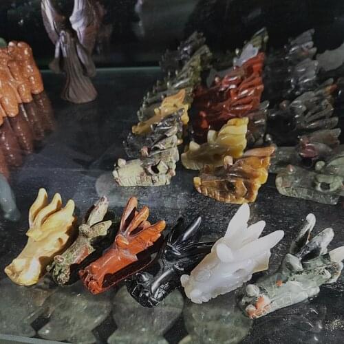 2 inch quartz skull Natural crystal dragon skull stone and crystal dragon head statuette Home decor