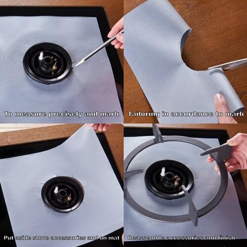 4Pcs Glass Fiber Gas Stove Protector Reusable Mat Pad Home Kitchen Tools Fit Clean Gas Range Burner Cover Liner