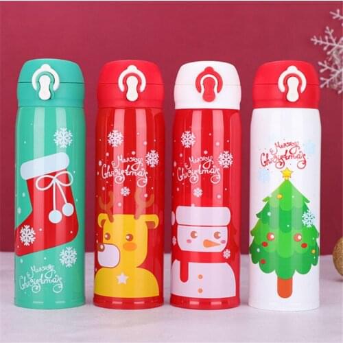 500ml Christmas Thermocup Elk Santa Thermos Cup Christmas Gift Kids Christmas Decorations New Year Gift 2020 Navidad Natal Noel