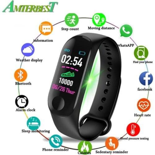 AMTERBEST M3 Plus Smart Bracelet Heart Rate Pressure Health Waterproof Smart Watch M3 Pro Wristband Fitness Tracker