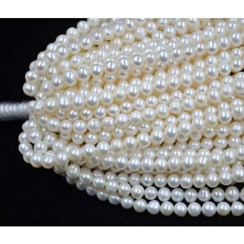 Free shipping wholesale 5mm near round potato freshwater cultured pearl loose string