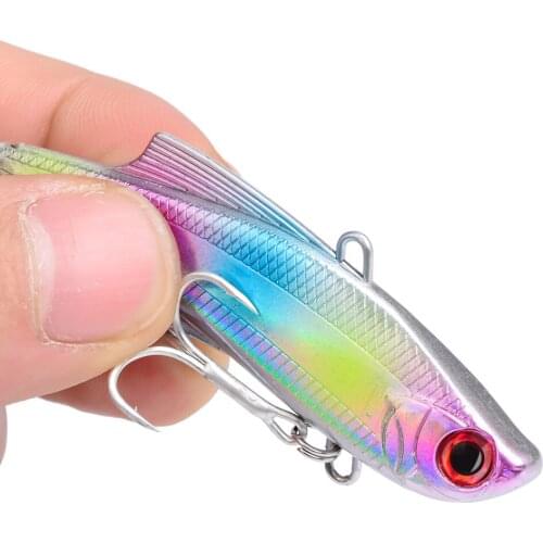 1pcs Trolling VIB Sequin Fishing Lure 7.3cm/20g With Treble Hooks Tackle Crank Hard Bait Diving Rotation Noise Jig Wobbler