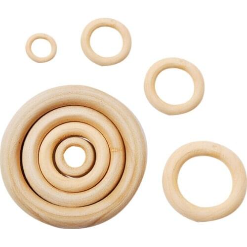 DIY 20-300PCS Wooden Beads Circles Rings Beads Unfinished Natural Wood Beads Connectors 2-7CM Baby Teething Beads Houten kralen