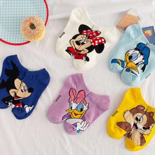Disney women socks Cartoon cotton short socks Happy funny harajuku boat socks Super Cute Kawaii sock for woman size 35-40