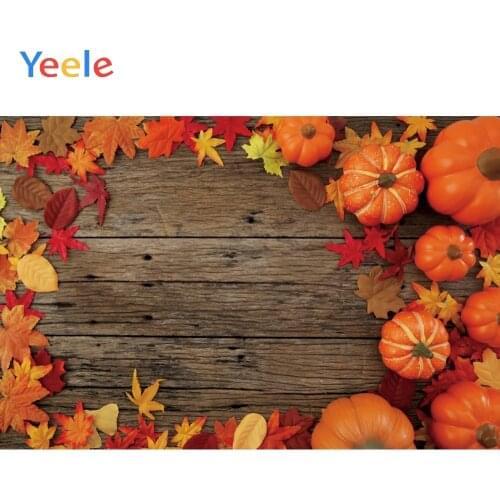 Autumn Farm Pumpkin Leaves Wood Board Floor Baby Portrait Backdrop Photography Backdrops Photographic Background Photo Studio