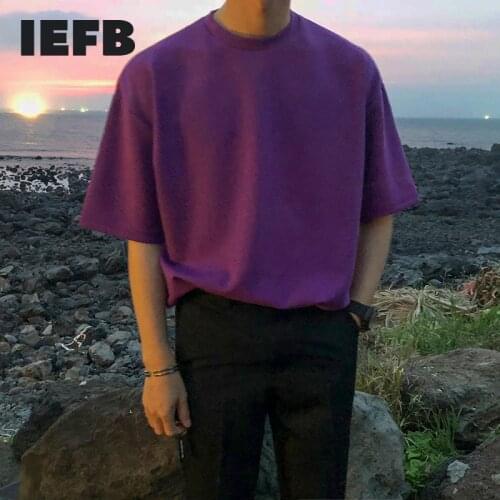 IEFB / mens wear 2021 summer short sleeve T-shirt new Korean fashion casual Tee loose all-match streetwear tops for male 9Y2258