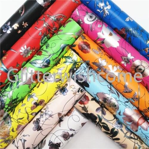 Glitterwishcome 21X29CM A4 Size Vinyl For Bows flowers Printed Leather Fabirc Faux Leather Sheets for Bows, GM755A