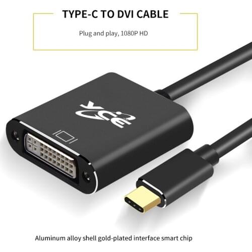 1080P HD TYPE-C TO DVI CABLE Plug And Play Aluminum Alloy Shell Gold Plated Interface Smart Chip For Apple Mac Book Huawei Mate