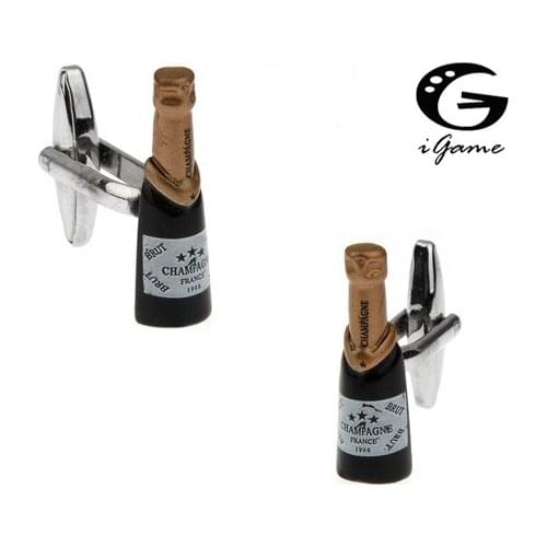 Champagne Black Colour Quality Copper Material Novelty Drinking Bottle Style Cuff Links