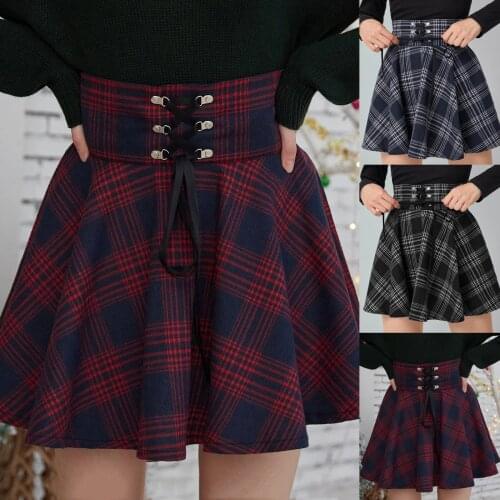 Plaid Summer Women Skirt High Waist Stitching Student Pleated Skirts Women Retro Punk Zipper Cute Sweet Girls Dance Mini Skirt