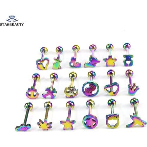 4Pcs 1.6*16mm Animal Picture Tongue Piercing 316L Stainless Steel Barbell Bars Piercing Tongue Rings Punk Fashion Body Jewelry