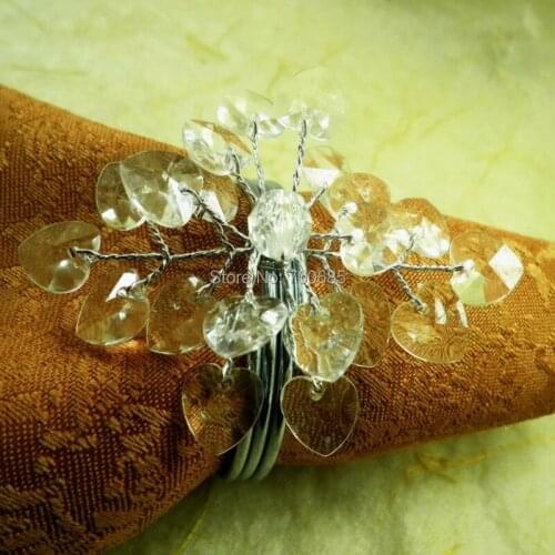 Heart branch napkin ring, beaded wedding napkin holder