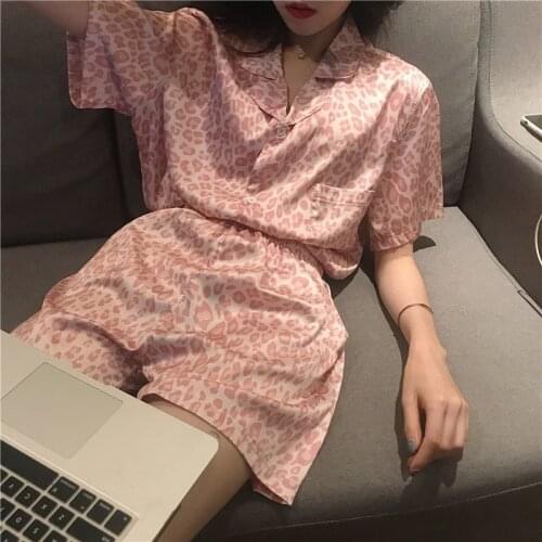 Short Sleeve Pajamas Set for Women Sleepwear 2Pcs Nightwear Cute Print Homewear Summer Lounge Pyjamas Pijama sleep tops shorts