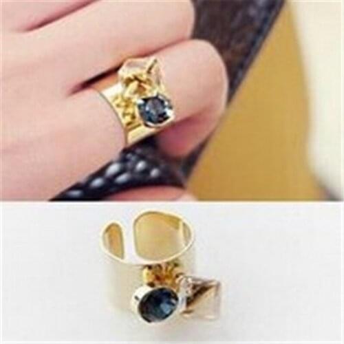 Hot sales beautiful gold Color Crystal rings exaggerated rings for women fashion jewelry wholesale free shipping